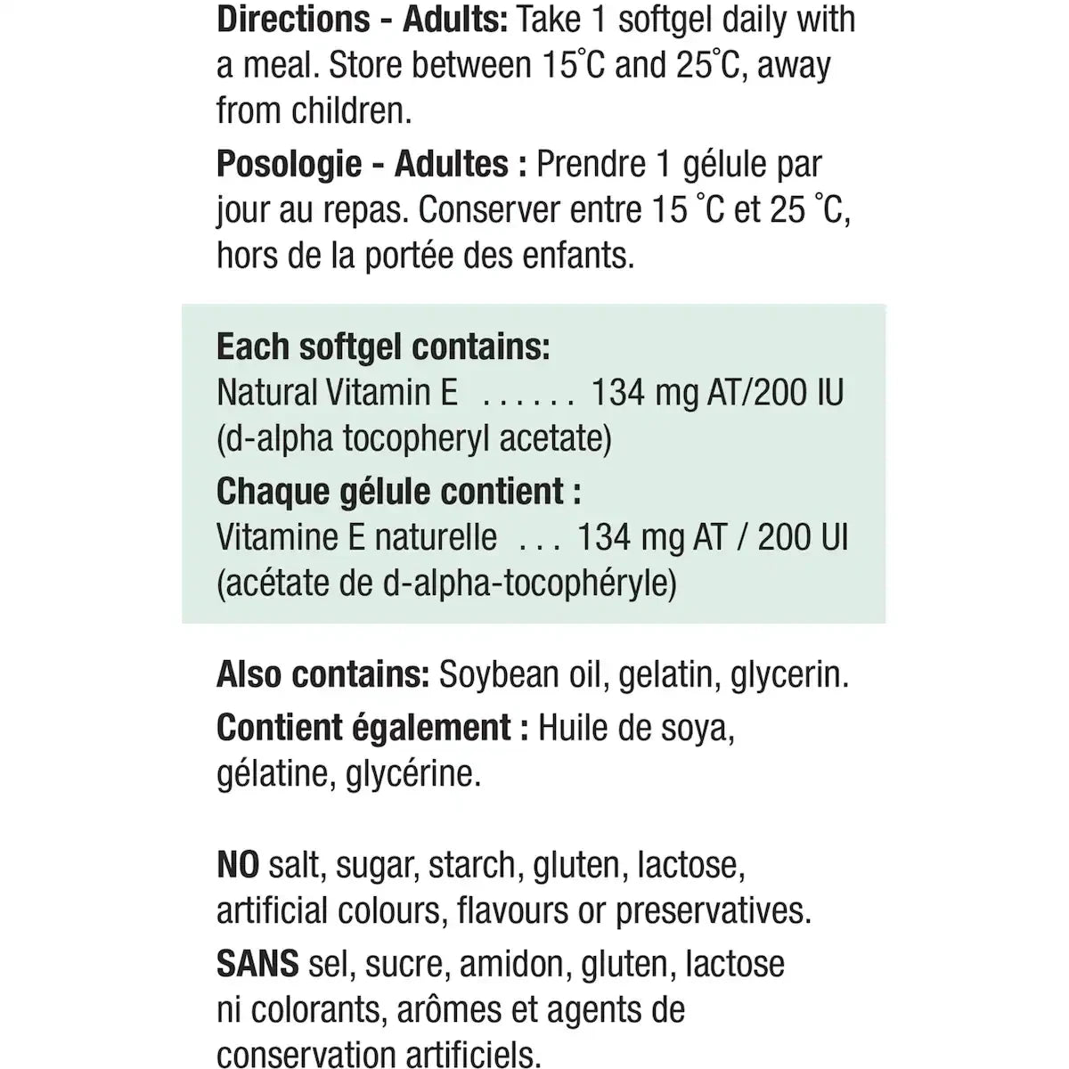 Jamieson Vitamin E 200 UI/134 mg AT product detail