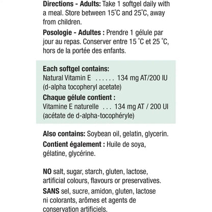Jamieson Vitamin E 200 UI/134 mg AT product detail