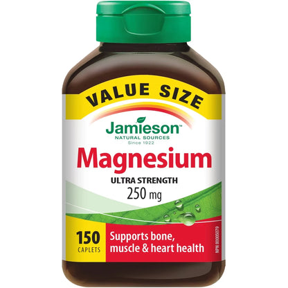 Jamieson Magnesium High Potency Caplets, 250 mg Value Pack 150 count front package