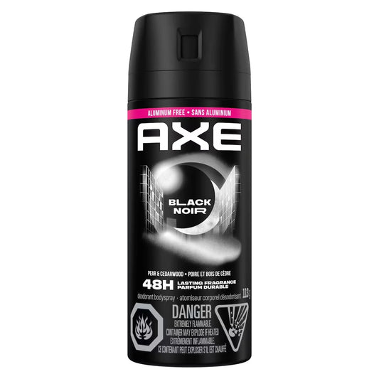 Axe Dual Action Deodorant Body Spray For Long Lasting Odour Protection Black Variant Frozen Pear & Cedarwood Men'S front package
