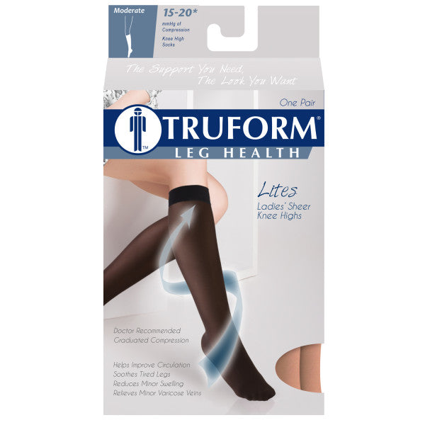Airway Truform Ladie'S Sheer Lites Support Knee High Close Toe 15-20 mmHg Nude x-Large - Pair