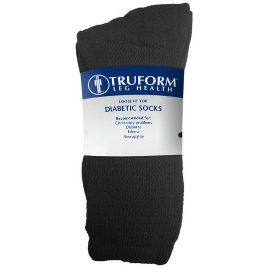 Airway Truform Men'S Casual 15-20 mmHg Crew Sock Large (15 1/2 - 18") Black - Pair