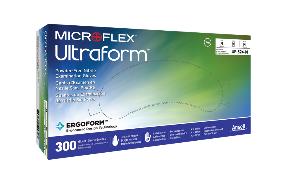 Ansell Ultraform Nitrile Gloves Cobalt Blue Small 2.4mil Standard Cuff - Box of 300