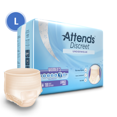 Attends 43546 - Attends Discreet Underwear, Female, L - 4 Bags Of 18