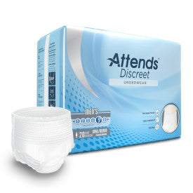 Attends 43550 - Attends Discreet Underwear, Male, S/M - 4 Bags Of 20