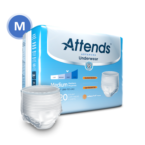 Attends 25031 - Attends Advanced Underwear, Medium - Waist Size 34" - 44" - 4 Bags Of 20