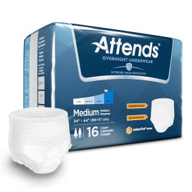 Attends 36594 - Attends Discreet Underwear Overnight, Medium - Waist Size 34"- 44" - 4 Bags Of 16