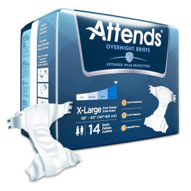 Attends 43198 - Attends Extended Wear Breif, x-Large - Waist Size 58" - 63" - 4 Bags Of 14