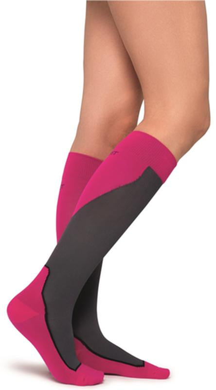Bsn Jobst Sport Stocking Unisex, 15-20 mmHg, Md, Pink/Grey , Closed Toe - Pair