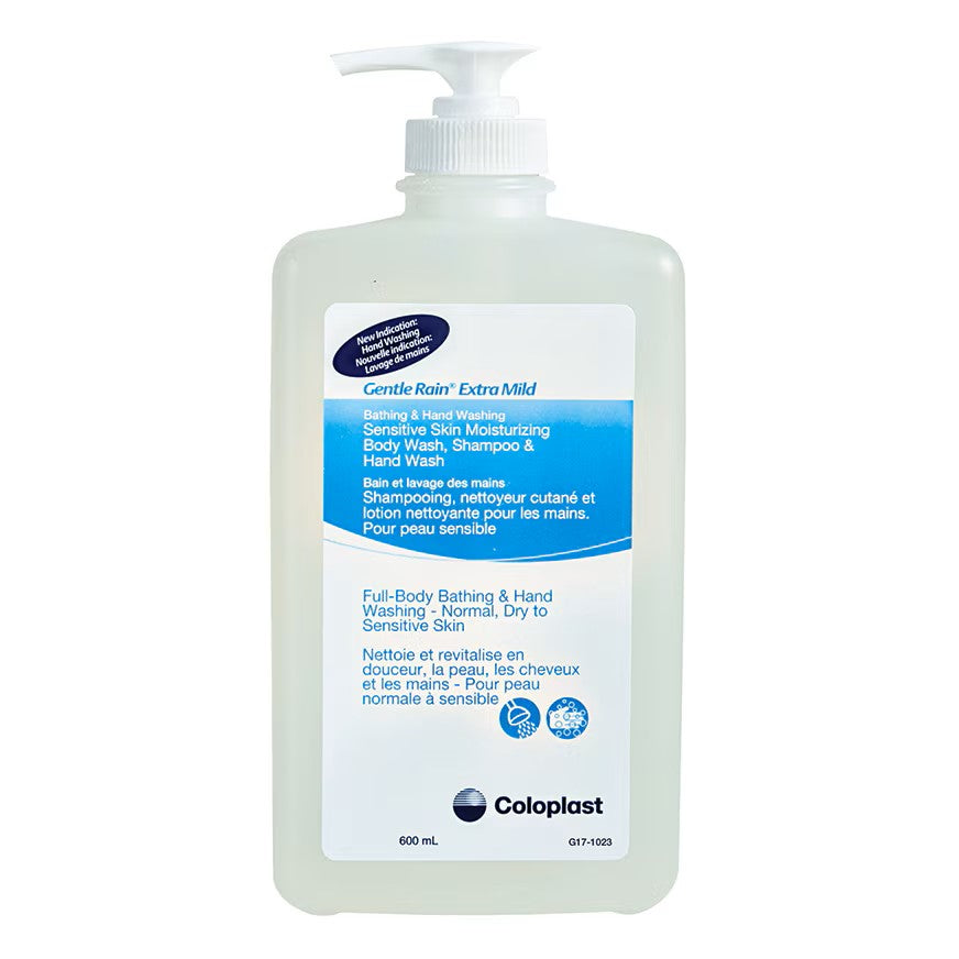 Medline Gentle Rain Extra Mild Body Wash, Shampoo And Hand Wash, Fragrance Free, 600 mL - Each