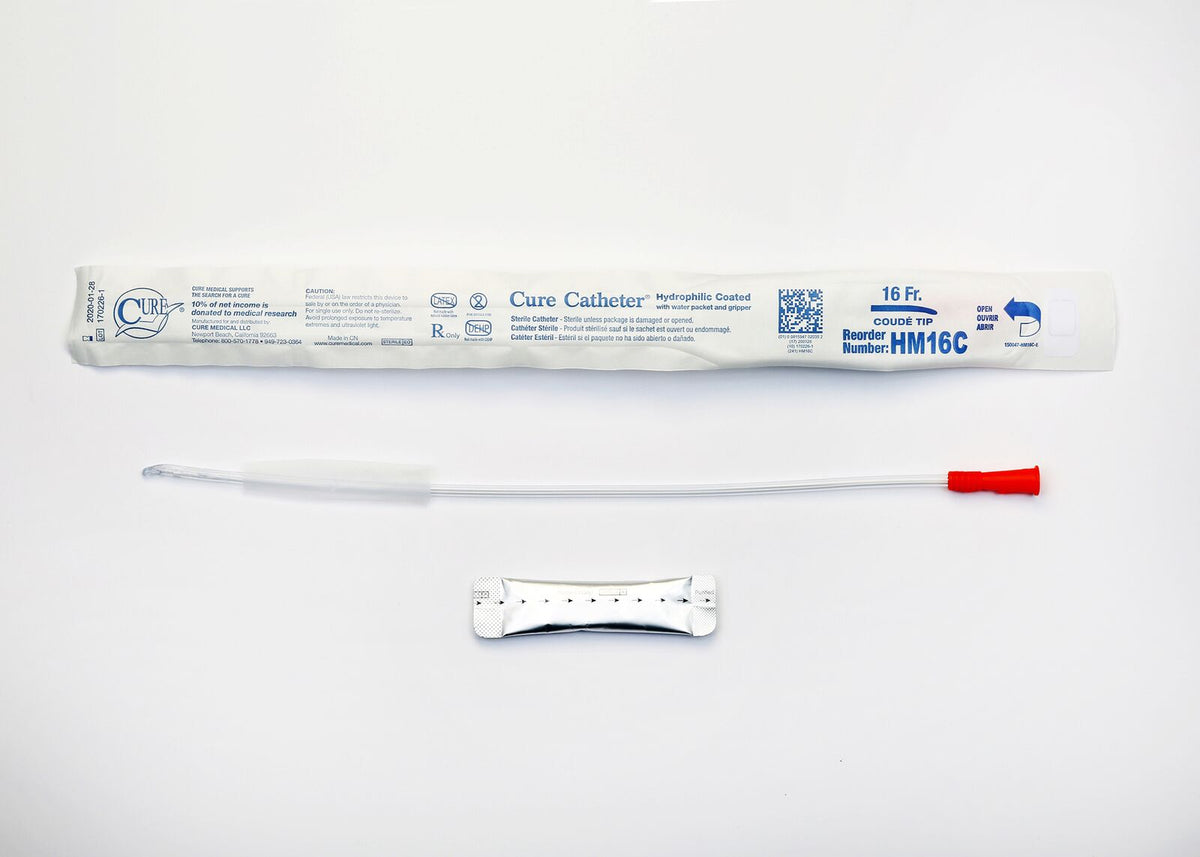 Cure Medical Cure Intermittent 16" Coude Tip Hydrophilic 16 Fr - Box of 30