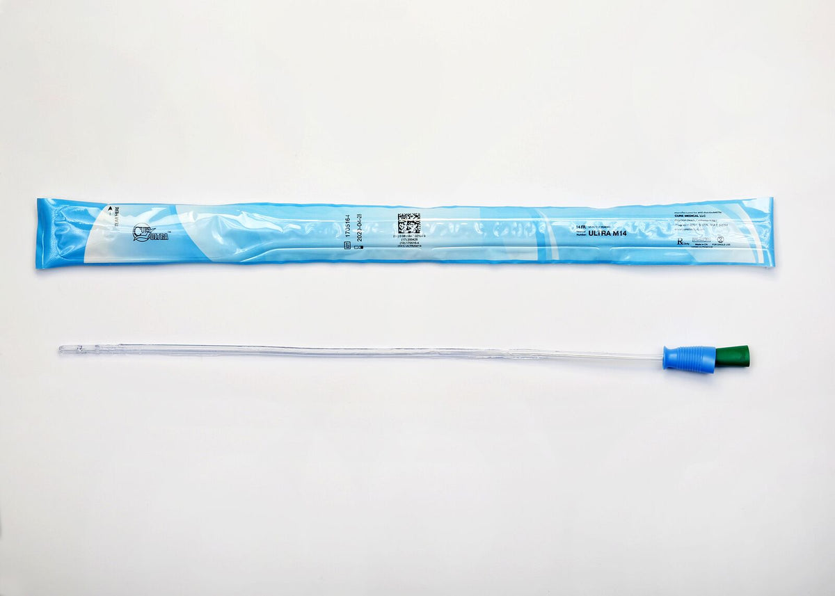 Cure Medical Cure Intermittent Male Cath 16" Pre-Lubricated Straight Tip 14 Fr - Box of 30