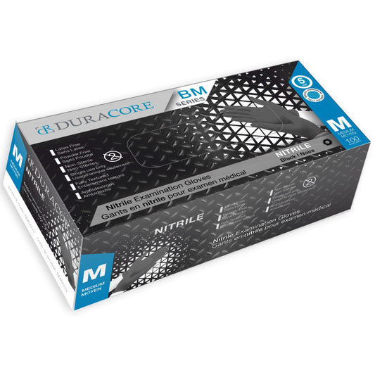 Viedera Duracore Black Nitrile Examination Gloves, 5 Mil, Fully Textured, Md - Box of 100
