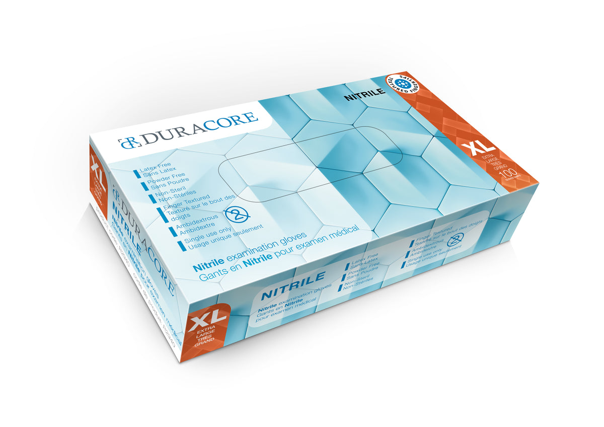 Viedera Duracore Nitrile Examination Gloves, 4.2 Mil, Powder Free, x-Large (All Sales Final /Non Retu - Box of 100