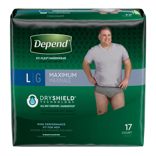 Kimberly Clark Depend Fit-Flex Maximum Underwear Large Male Convenience - Package of 17