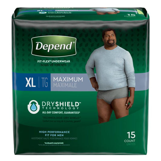 Kimberly Clark Depend Fit-Flex Maximum Underwear x-Large Male Convenience - Package of 15