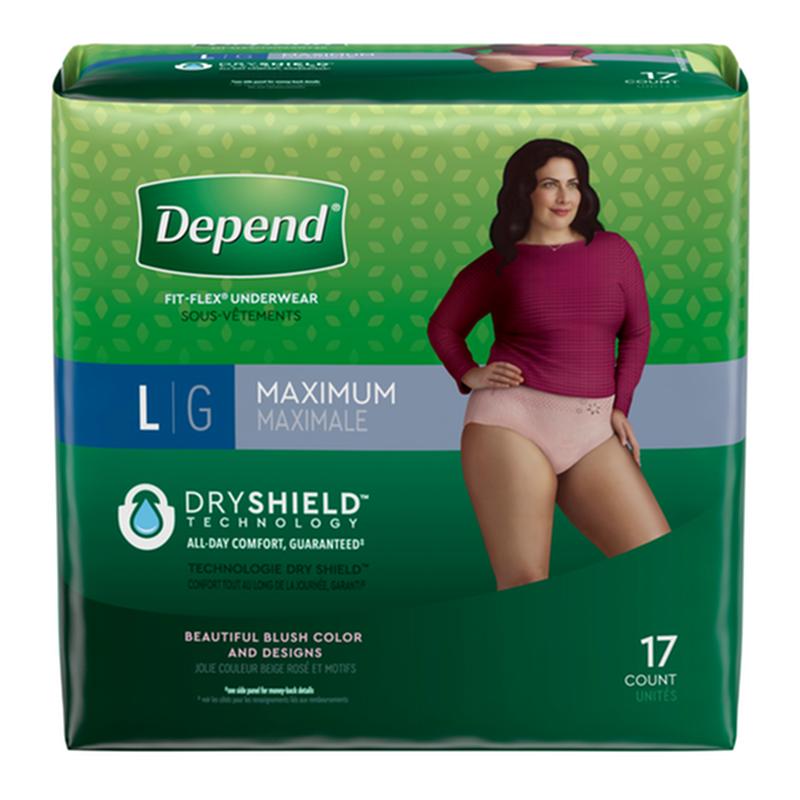 Kimberly Clark Depend Fit-Flex Maximum Underwear Large Female Convenience - Package of 17