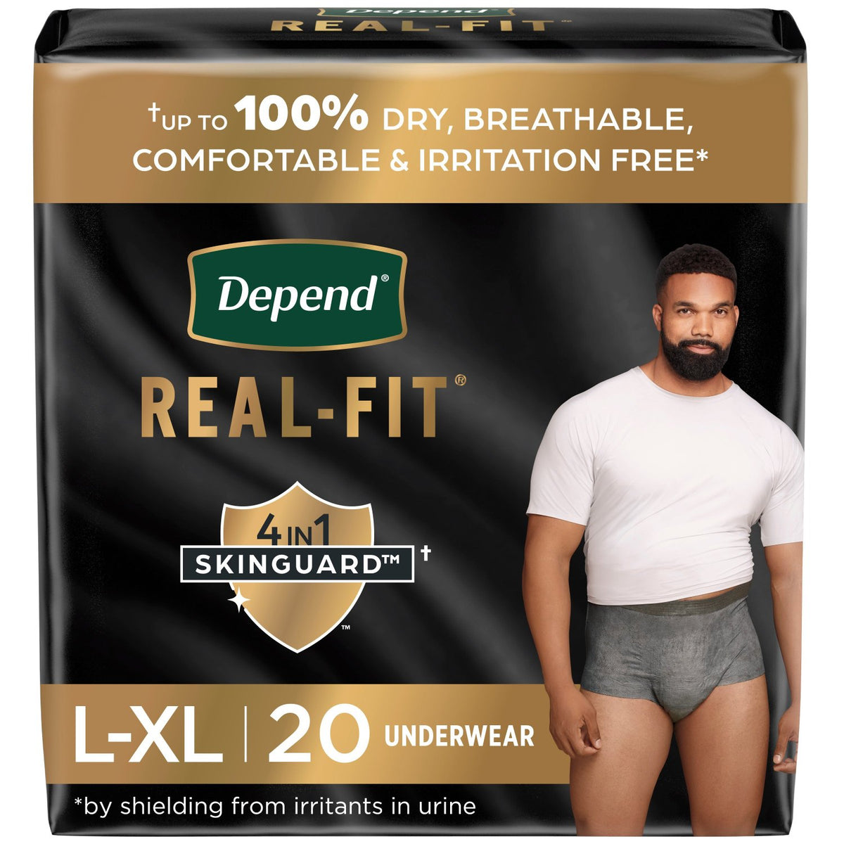 Kimberly Clark Depend Real Fit Maximum Grey Underwear Lg/Xl Male Bulk - Package of 20