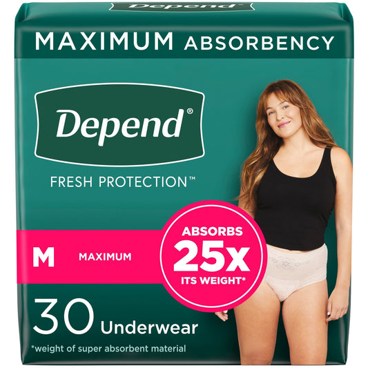Kimberly Clark Depend Fit-Flex Maximum Underwear Medium Female Bulk - Package of 30
