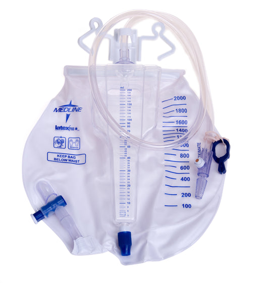 Medline Urine Meter 200 mL Exact Measure Pediatric With 2000 mL Drain Bag & Slide-Tap Drainage Port With Met - Each