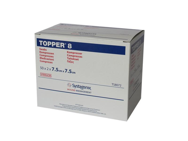 Solventum Topper 8 Swabs (4 Ply, Sterile) 7.5 cm x 7.5 cm - Box of 100