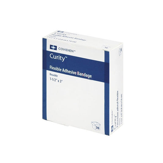Covidien / Medtronic Curity Adhesive Fabric Knuckle Bandage, 1 1/2in x 3in x 7/8in - Box of 30