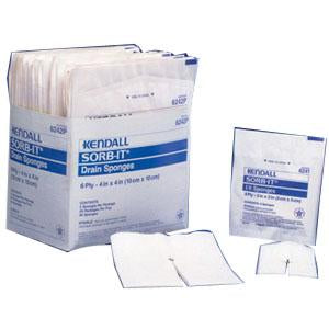 Covidien / Medtronic (2per Pk) Curtiy Drain Sponge 6ply Sterile 4" x 4" - Box of 25