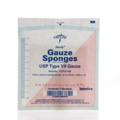 Medline (Pk2) Sterile Gauze Sponge, 8ply, 10 cm x 10 cm. - Box of 100