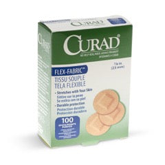Medline Curad Fabric Spot Bandage, 7/8" Round, Sterile, Latex-Free - Box of 100