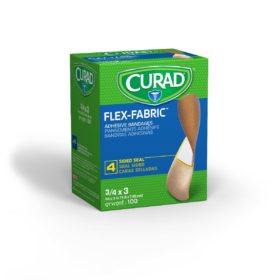 Medline Curad Adhesive Strip Bandage, Fabric, 3/4" x 3" Sterile - Box of 100