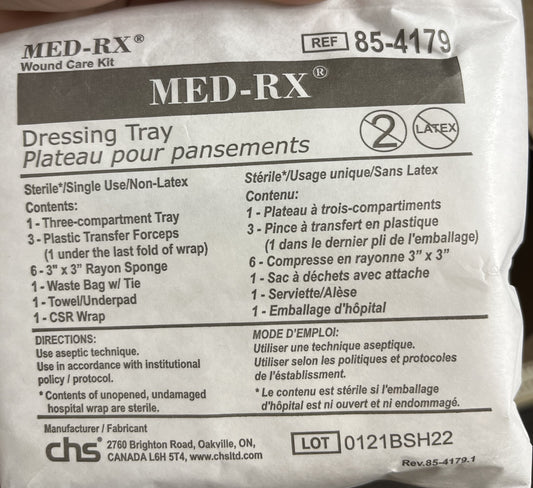 Med Rx Latex Free Sterile Dressing Tray. - Each