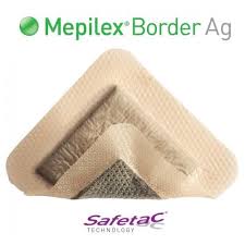 Molnlycke Mepilex Border Foam Ag Dressing, 7.5 cm x 7.5 cm - Box of 5