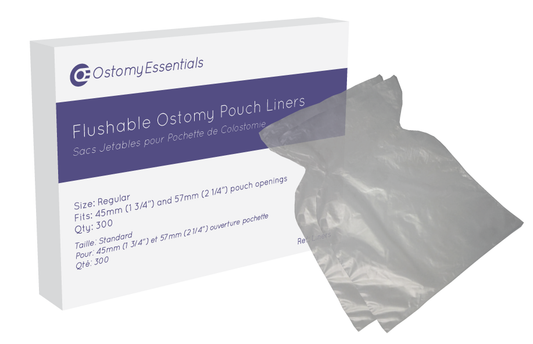 Ontario Ostomy Supply Flushable Pouch Liners, Opening Up To 57 mm, Size 14.5 cm x 20.5 cm - Box of 100
