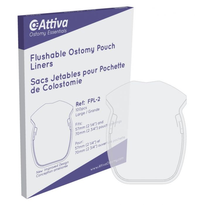 Ontario Ostomy Supply Flushable Pouch Liners, Openings 57 mm & Up Size 17 cm x 20 cm, Large - Box of 100