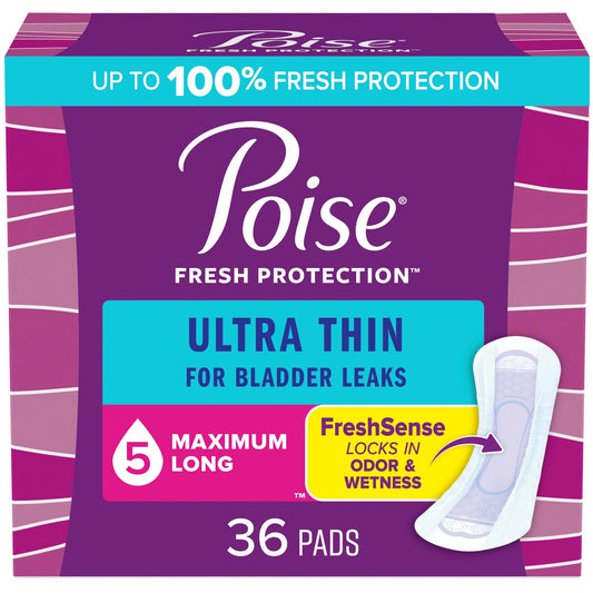 Kimberly Clark Poise Ultra Thin Maximum Long Non-Winged Pads Convenience - Package of 36