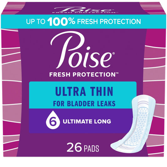Kimberly Clark Poise Ultra Thin Ultimate Long Non-Winged Pads Convenience - Package of 26