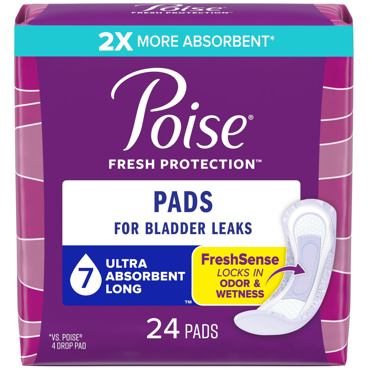 Kimberly Clark Poise Ultra Pad Fresh Protection, Long - Pack of 24