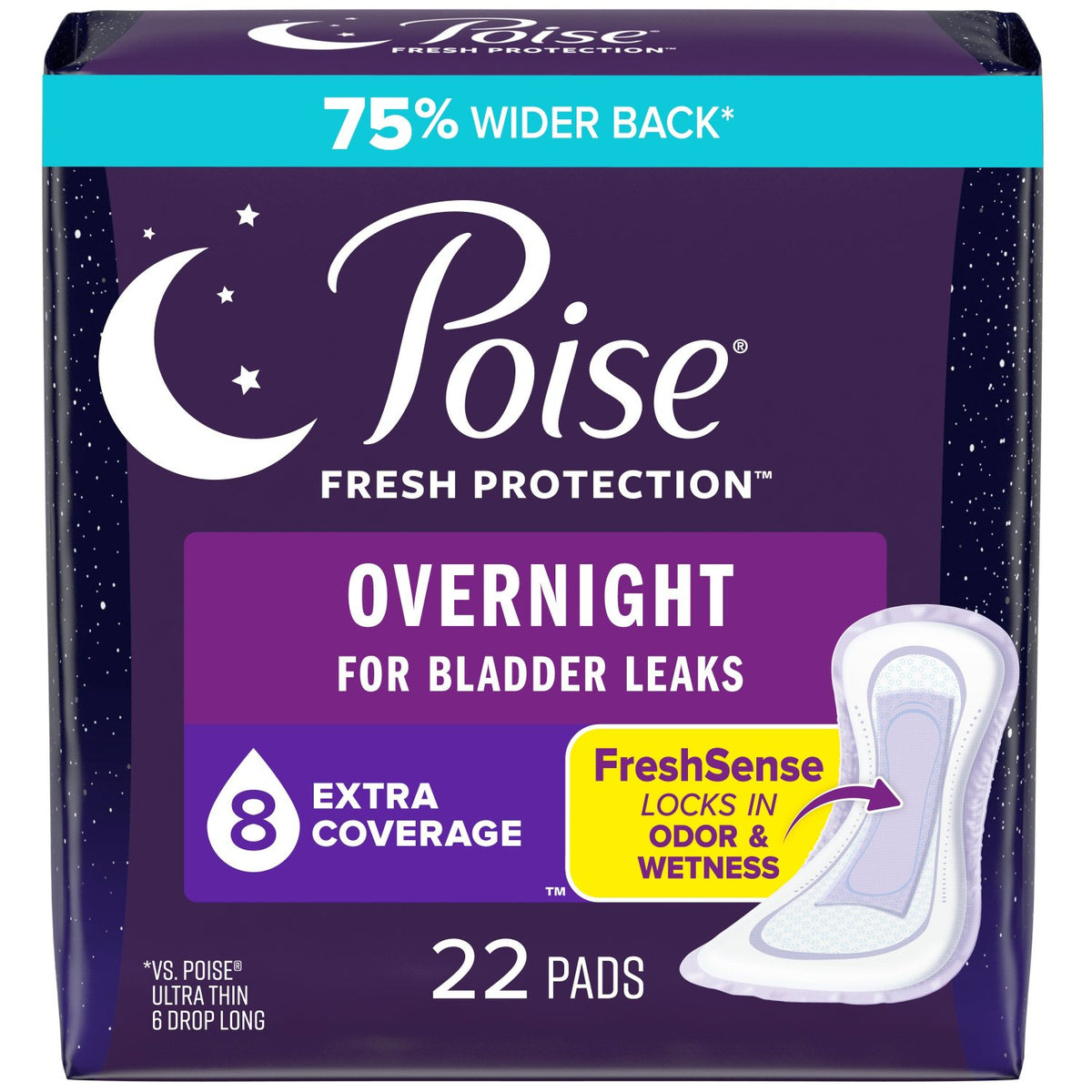 Kimberly Clark Poise Extra Coverage Pad Fresh Protection Long - Pack of 22