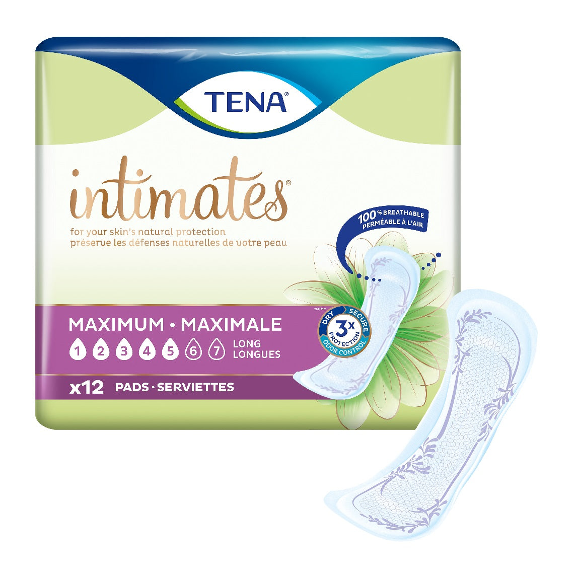 Tena Tena Sensitive Care Maximum Extra Coverage Long Pads (12/Bag) - Case of 6