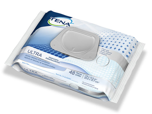 Tena Tena Ultra Pre-Moistened Washcloths, Alcohol-Free - Package of 48