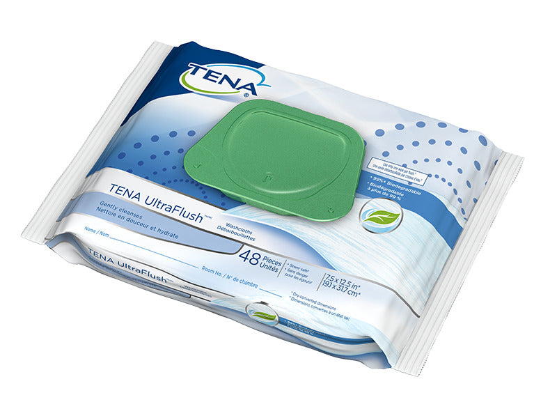 Tena Ultraflush Washcloth - Pack of 48