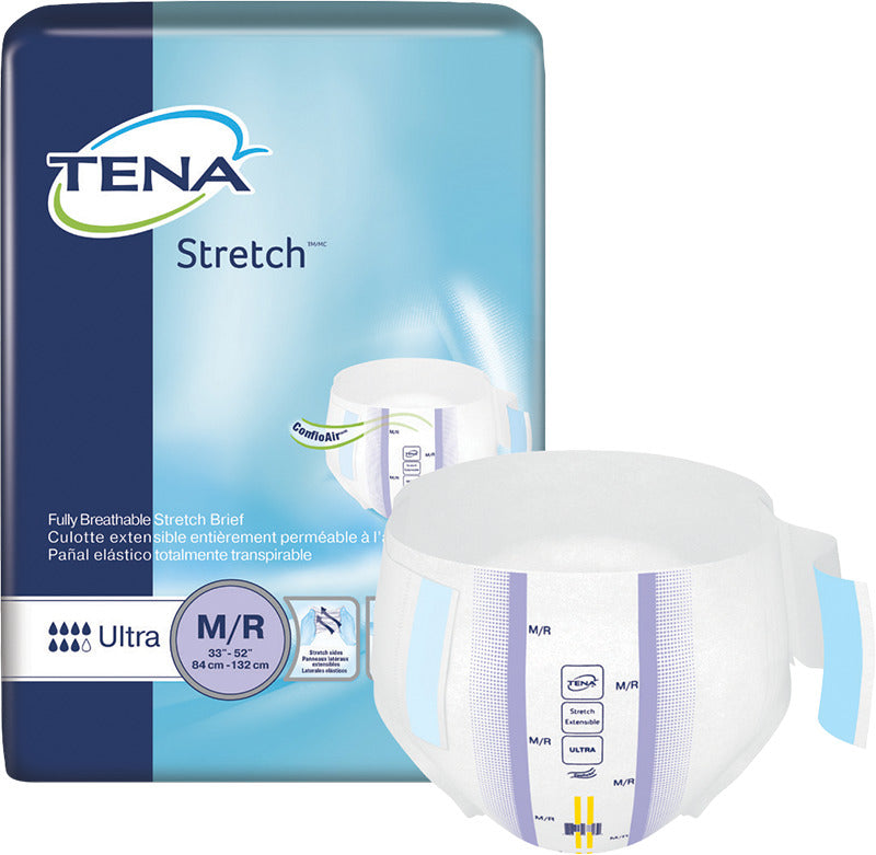 Tena Cs/2pkg (36/Pkg) Tena Stretch Ultra Brief, Medium/Regular Size 33in-52in