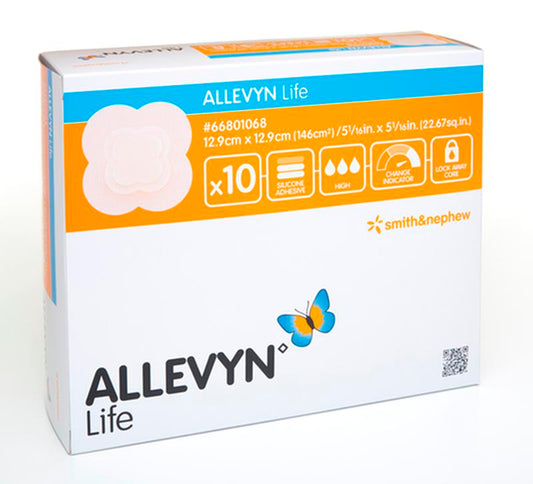 Smith & Nephew Allevyn Life Adhesive Foam Dressing, Size 12.9 cm x 12.9 cm - Box of 10