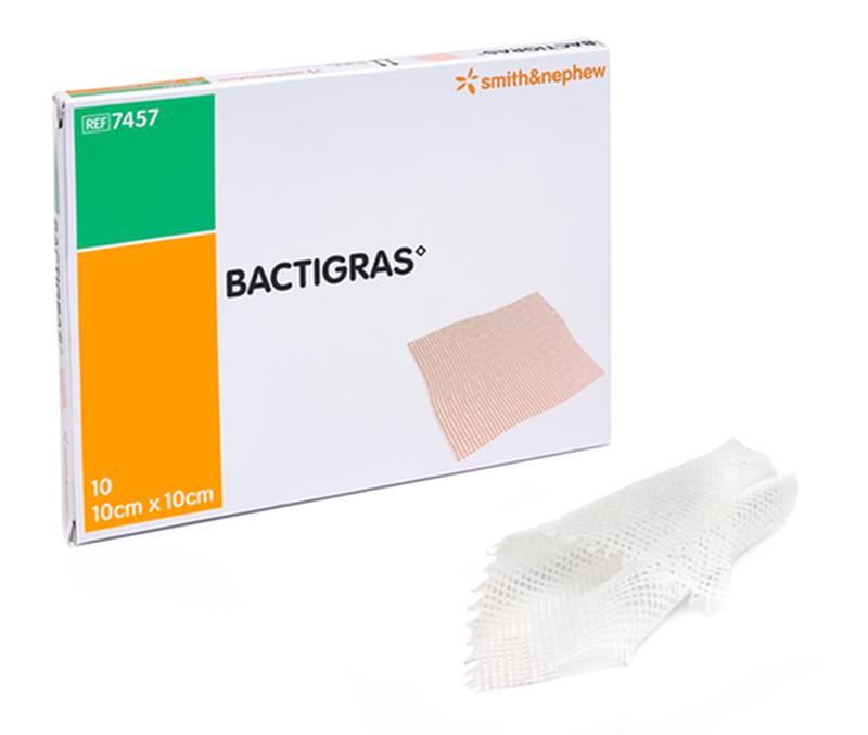Smith & Nephew Dressing Bactigras Total Antiseptic Dressing Chlorhexidine 10 x 10 cm - Box of 10