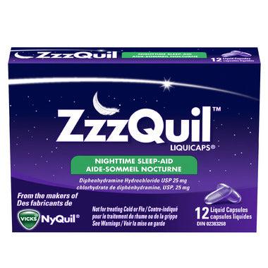 Vicks ZzzQuil Nighttime Sleep-Aid LiquiCaps, 12 Count