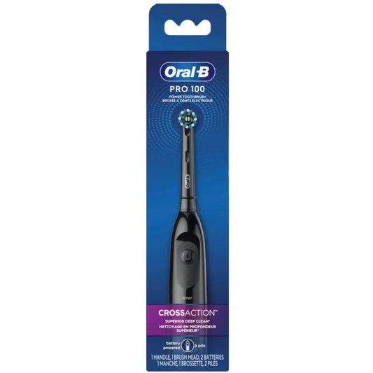 Oral-B Pro 100 CrossAction, Battery Powered Toothbrush, Black front package