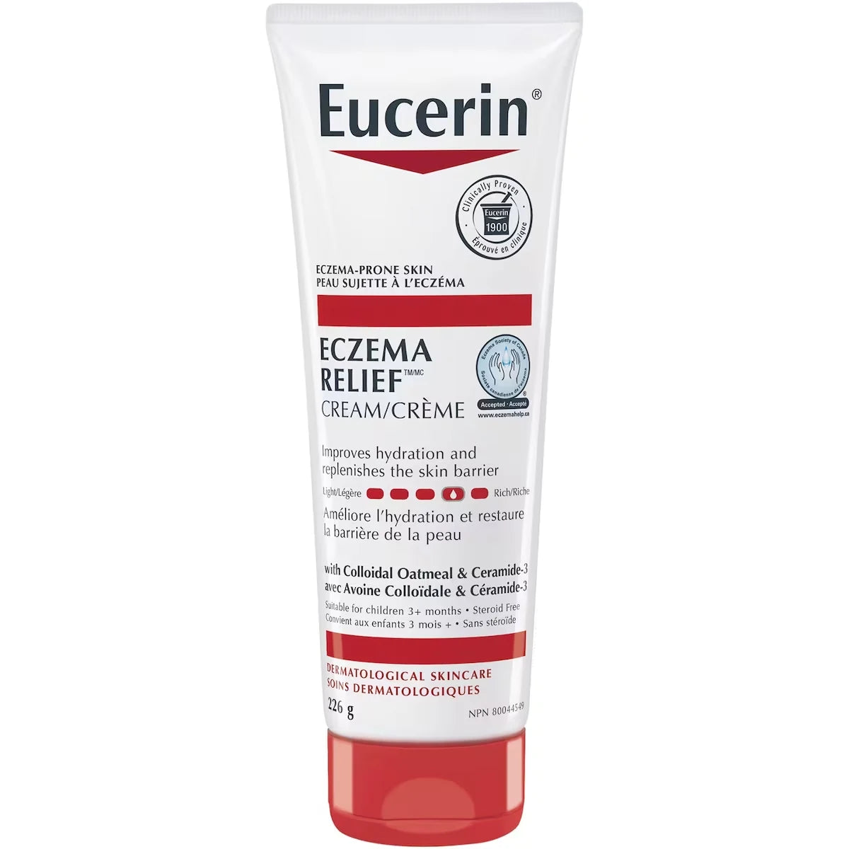 Eucerin Eczema Relief Daily Moisturizing Face and Body Cream for Eczema-Prone Skin 226 g product package