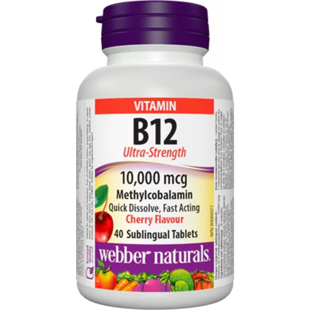 Webber B12 Ultra-Strength 10,000 mcg Cherry Flavour front package