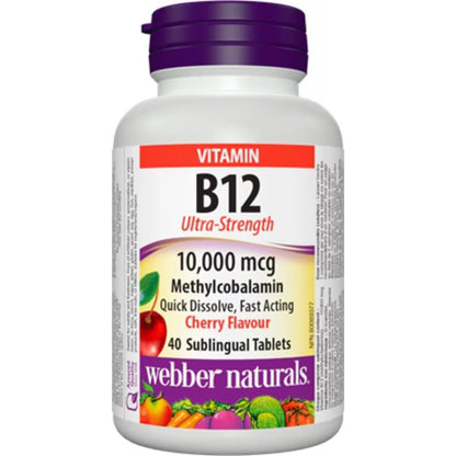Webber B12 Ultra-Strength 10,000 mcg Cherry Flavour front package