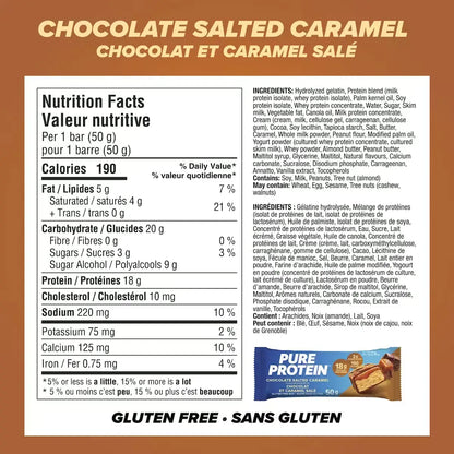 Pure Protein Bars, Chocolate Salted Caramel, Gluten Free Snack Bars product detail